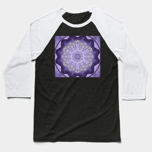 Silver flowers on deep purple textured mandala disc Baseball T-Shirt